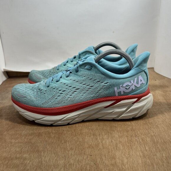 Hoka One One Clifton 8 Women Size 10 Light Blue Running Shoes - Picture 3 of 10